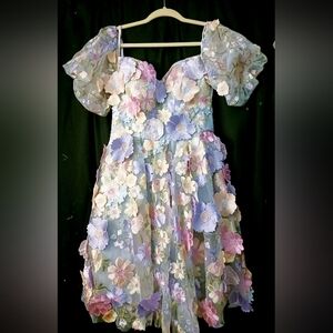 Floral Embroidered Dress - Multicolor